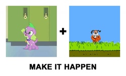 Size: 1000x600 | Tagged: safe, spike, dog, equestria girls, g4, my little pony equestria girls, duck hunt, exploitable meme, make it happen, meme, meta, nintendo, spike the dog, video game