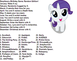 Size: 556x441 | Tagged: safe, rarity, derpibooru, g4, birthday game, cute, exploitable meme, filly, meme, meta, text