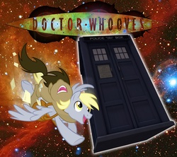 Size: 1389x1234 | Tagged: safe, derpy hooves, doctor whooves, time turner, g4, dopey hooves, galaxy, rule 63, space, tardis, the doctoress