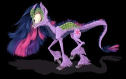 Size: 800x505 | Tagged: safe, artist:xenon, twilight sparkle, kirin, g4, bloodshot eyes, cloven hooves, curved horn, female, hilarious in hindsight, horn, kirin twilight, kirin-ified, nightmare fuel, scales, solo, species swap, unshorn fetlocks, wat, what has science done