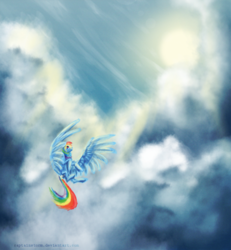 Size: 600x650 | Tagged: safe, artist:captainstorm, rainbow dash, g4, cloud, cloudy, female, flying, solo