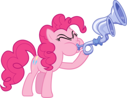 Size: 10923x8460 | Tagged: safe, pinkie pie, earth pony, pony, g4, absurd resolution, eyes closed, female, flugelhorn, simple background, solo, transparent background, vector