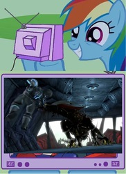 Size: 877x1202 | Tagged: safe, rainbow dash, g4, apex armor, beast hunters, exploitable meme, predaking, starscream, transformers, transformers prime, tv meme