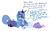 Size: 900x551 | Tagged: safe, artist:yamino, princess luna, trixie, alicorn, pony, unicorn, g4, cape, clothes, crying, dialogue, duo, female, hat, mare, s1 luna, simple background, trixie's cape, trixie's hat, white background