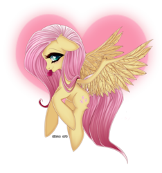 Size: 2048x2189 | Tagged: safe, artist:g-malcott, fluttershy, g4, female, heart, solo