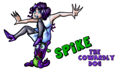 Size: 1516x909 | Tagged: safe, artist:darkone10, rarity, spike, dog, equestria girls, g4, courage the cowardly dog, crossover, humanized, scared, spike the dog, traditional art