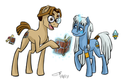 Size: 1334x883 | Tagged: safe, artist:kudalyn, atlantis: the lost empire, kida, milo thatch, ponified