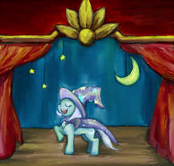 Size: 700x668 | Tagged: safe, artist:kuromozuku, trixie, pony, unicorn, g4, female, mare, pixiv, solo, stage