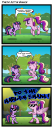 Size: 2000x4808 | Tagged: safe, artist:gray--day, princess cadance, twilight sparkle, alicorn, pony, unicorn, g4, alternate ending, bipedal, clapping, comic, crossed arms, crossed hooves, duo, duo female, female, filly, filly twilight sparkle, grin, harlem shake, high res, smiling, sunglasses, sunshine sunshine, teen princess cadance, unicorn twilight, younger