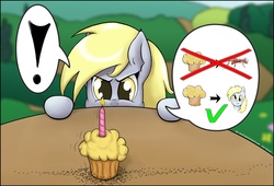 Size: 1756x1194 | Tagged: safe, artist:da-andi, derpy hooves, pegasus, pony, g4, ants, female, mare, muffin, solo, that pony sure does love muffins