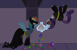 Size: 2036x1326 | Tagged: safe, artist:ellissummer, rainbow dash, rarity, g4, batman, catwoman, crossover, jewels