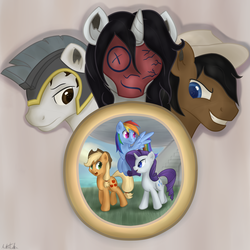 Size: 3000x3001 | Tagged: safe, artist:mattatatta, applejack, rainbow dash, rarity, oc, g4, hat, helmet, mask