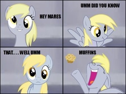 Size: 606x454 | Tagged: safe, derpy hooves, pegasus, pony, g4, female, hey girls did you know, mare, muffin, scrunchy face