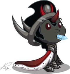 Size: 712x749 | Tagged: safe, artist:utahraptorz-poniez, king sombra, g4, chibi, colt, colt sombra, crystal, cute, foal, male, solo, sombradorable, that pony sure does love crystals, younger