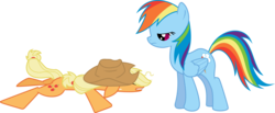 Size: 1600x656 | Tagged: safe, artist:chezne, applejack, rainbow dash, applebuck season, g4, flat, simple background, transparent background, vector