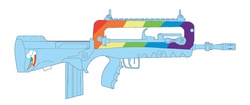 Size: 1794x754 | Tagged: safe, artist:katamariguy, rainbow dash, g4, assault rifle, awesome, famas, gun, military, paint job, rifle