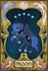 Size: 1214x1811 | Tagged: safe, artist:robd2003, princess celestia, princess luna, g4, card, moon, tarot card