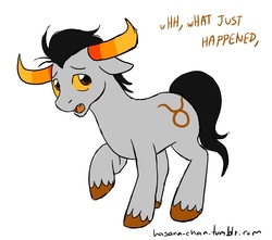 Size: 1132x1000 | Tagged: safe, artist:hasana-chan, pony, 30 minute art challenge, bull horns, homestuck, horns, male, ponified, simple background, solo, species swap, stallion, tavros nitram, white background