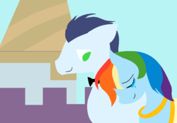 Size: 851x592 | Tagged: safe, artist:valeriarosen, rainbow dash, soarin', g4, female, male, ship:soarindash, shipping, straight