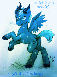 Size: 500x667 | Tagged: safe, artist:leylaligress, pony, 30 minute art challenge, butt, plot, ponified, rearing, snorting, solo, taurus, zodiac