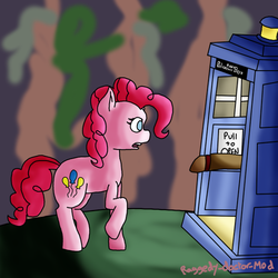 Size: 500x500 | Tagged: safe, artist:raggedy-doctor-mod, doctor whooves, pinkie pie, time turner, g4, 30 minute art challenge, crossover, doctor who, hooves, misleading thumbnail, not a penis, tardis, unfortunate design