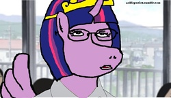 Size: 1136x654 | Tagged: safe, twilight sparkle, alicorn, pony, g4, aku no hana, glasses, nakamura, parody, princess, twilight sparkle (alicorn)