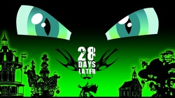 Size: 1280x720 | Tagged: safe, artist:grumbeerkopp, queen chrysalis, changeling, g4, 28 days later, carousel boutique, eyes, golden oaks library, library, school, sugarcube corner, vector, wallpaper