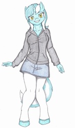 Size: 576x981 | Tagged: safe, artist:sirartemisderpington, lyra heartstrings, anthro, unguligrade anthro, g4, clothes, female, hoodie, solo, tights