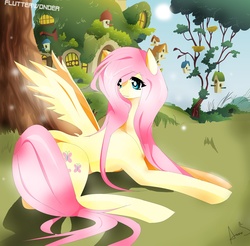 Size: 3820x3756 | Tagged: safe, artist:skittleeyes, fluttershy, g4, cottage, cute, female, solo