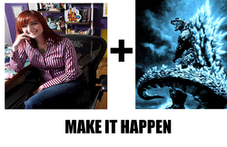 Size: 964x624 | Tagged: safe, kaiju, exploitable meme, godzilla, godzilla (series), lauren faust, make it happen, meme, meta