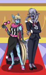 Size: 905x1472 | Tagged: safe, artist:catsncupcakes, hoity toity, photo finish, earth pony, anthro, g4