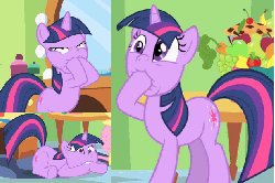 Size: 615x409 | Tagged: safe, screencap, twilight sparkle, pony, unicorn, g4, green isn't your color, animated, derp, female, hoof in mouth, loop, solo, unicorn twilight, wat