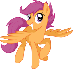 Size: 1390x1316 | Tagged: safe, artist:kumkrum, scootaloo, g4, cute, female, flying, grin, happy, looking at you, older, scootaloo can fly, simple background, smiling, solo, spread wings, squee, transparent background, vector