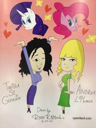 Size: 768x1024 | Tagged: safe, pinkie pie, rarity, human, g4, andrea libman, tabitha st. germain, voice actor