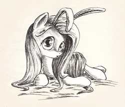 Size: 1697x1457 | Tagged: safe, artist:mcstalins, fluttershy, g4, bunny ears, female, solo, traditional art