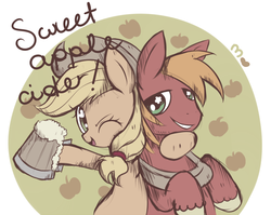 Size: 800x636 | Tagged: safe, artist:ipun, applejack, big macintosh, earth pony, pony, g4, cider, male, stallion, wingding eyes