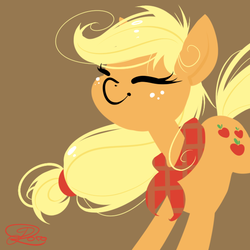 Size: 600x600 | Tagged: safe, artist:nastylady, applejack, g4, bandana, cute, eyes closed, female, jackabetes, simple background, smiling, solo