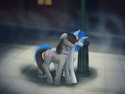 Size: 1600x1200 | Tagged: safe, artist:adalbertus, dj pon-3, octavia melody, vinyl scratch, g4, blushing, duo, fanfic, female, lesbian, ship:scratchtavia, shipping