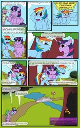 Size: 707x1131 | Tagged: safe, artist:firefanatic, rainbow dash, spike, twilight sparkle, alicorn, human, pony, g4, book, plucking, ponies riding ponies, riding, twilight riding rainbow dash, twilight sparkle (alicorn)