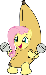 Size: 600x978 | Tagged: artist needed, safe, fluttershy, g4, banana, cosplay, family guy, female, hand, male, peanut butter jelly time, rattle, solo