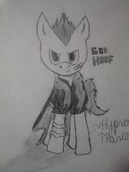 Size: 1920x2560 | Tagged: safe, artist:hypnotrance, pony, bandage, bandaid, gene, god hand, ponified, solo, traditional art