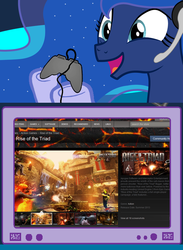 Size: 563x769 | Tagged: safe, princess luna, gamer luna, g4, exploitable meme, gamer meme, meme, rise of the triad, steam, steam (software), tv meme