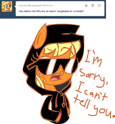 Size: 500x539 | Tagged: safe, artist:mushroomcookiebear, applejack, g4, clothes, female, hoodie, solo, tumblr