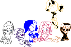 Size: 500x335 | Tagged: safe, artist:mushroomcookiebear, applejack, fluttershy, pinkie pie, rainbow dash, rarity, twilight sparkle, g4, pinkamena diane pie