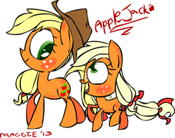 Size: 500x393 | Tagged: safe, artist:mushroomcookiebear, applejack, g4, cute, filly, hatless, jackabetes, missing accessory, self ponidox