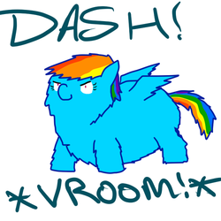 Size: 500x500 | Tagged: safe, artist:fillialcacophony, rainbow dash, fluffy pony, g4, female, fluffydash, solo