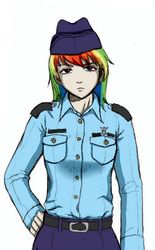 Size: 356x574 | Tagged: safe, artist:asdf314159265, rainbow dash, human, g4, air force, clothes, female, garrison, gintama, humanized, korean, military, military uniform, solo, style emulation, uniform