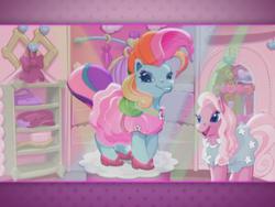 Size: 640x480 | Tagged: safe, pinkie pie (g3), rainbow dash (g3), g3, clothes, commercial, dress, rainbow dash always dresses in style, shoes