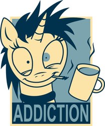 Size: 500x599 | Tagged: safe, artist:foxinshadow, oc, oc only, oc:coffee bean, pony, unicorn, cigarette, coffee, hope poster, poster, smoking, solo