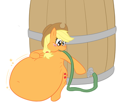 Size: 1000x839 | Tagged: artist needed, safe, applejack, g4, cider, female, inflation, solo